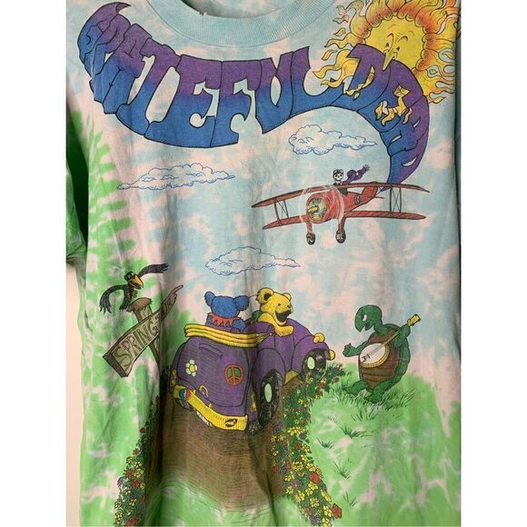 Vintage 1992 Spring Tour Grateful Dead 100% cotton Liquid Blue tie dye men's XL - Picture 6 of 7